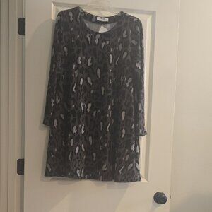 Peach Love California Leopard Print Dress - Black and Gray